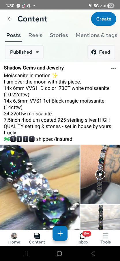 7.5 inch moissanite bracelet