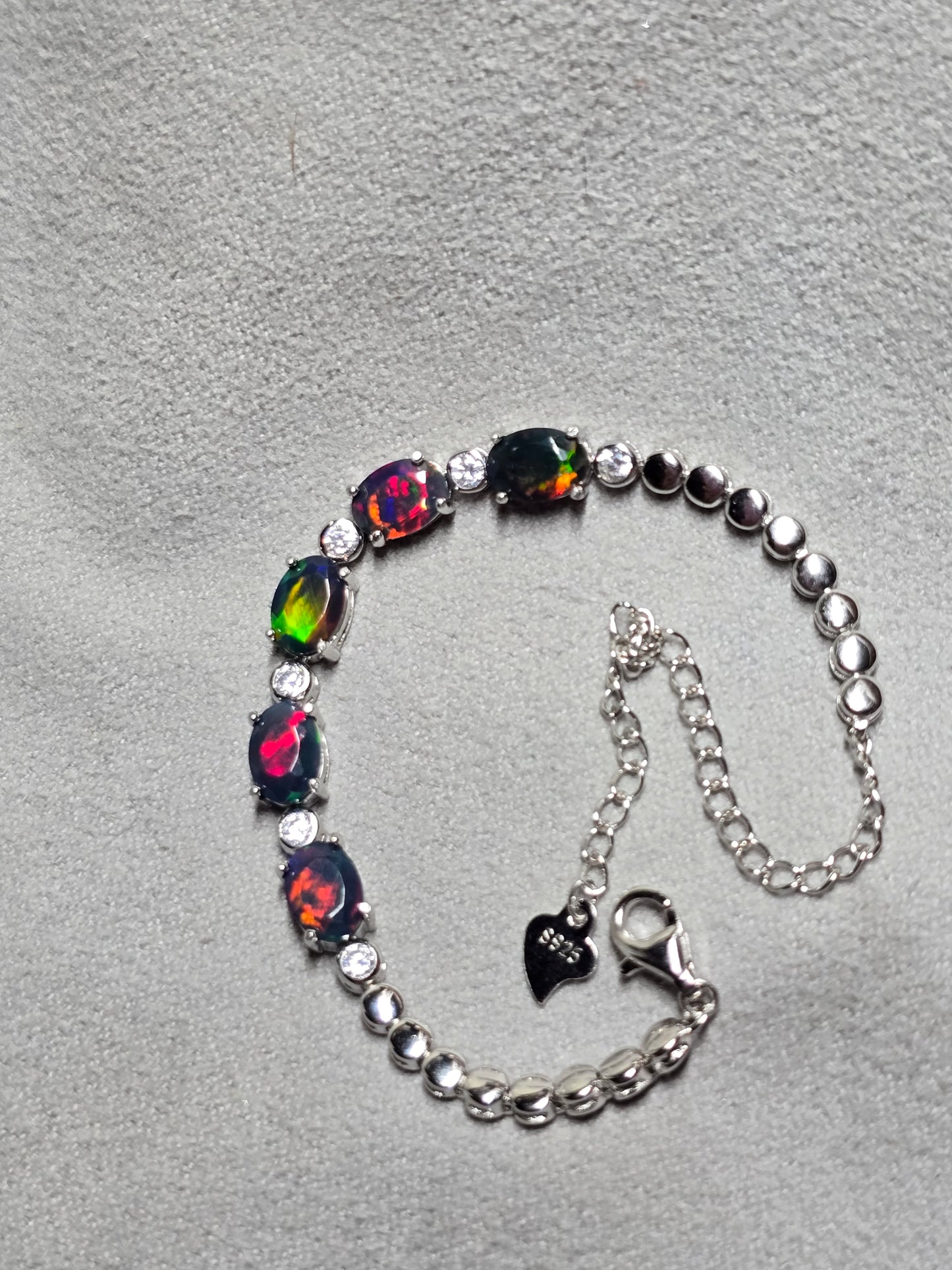 Black Ethiopian opal bracelet AAA quality.