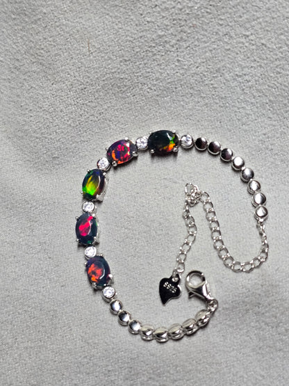 Black Ethiopian opal bracelet AAA quality.