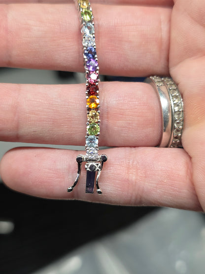 3mm rainbow bracelet. 7.5inch