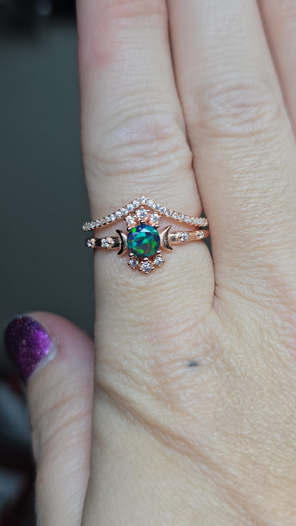 Size 8 rose gold over sterling smoked opal