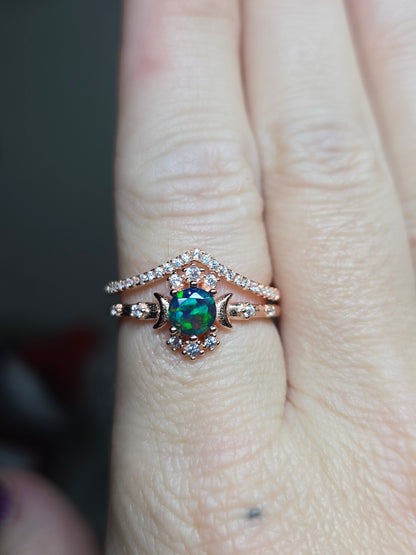 Size 8 rose gold over sterling smoked opal