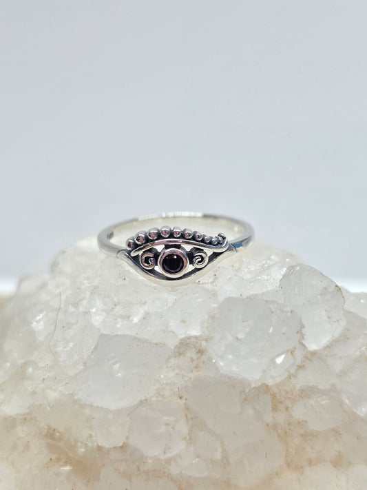 Black evil eye ring