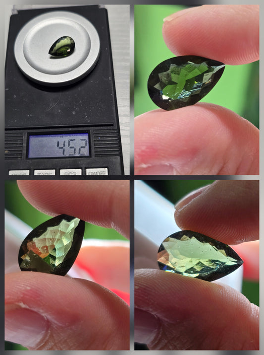 14kt gold plated 925 sterling silver moldavite size 7